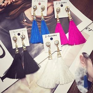 Long bohemian crystal dangle earrings for women